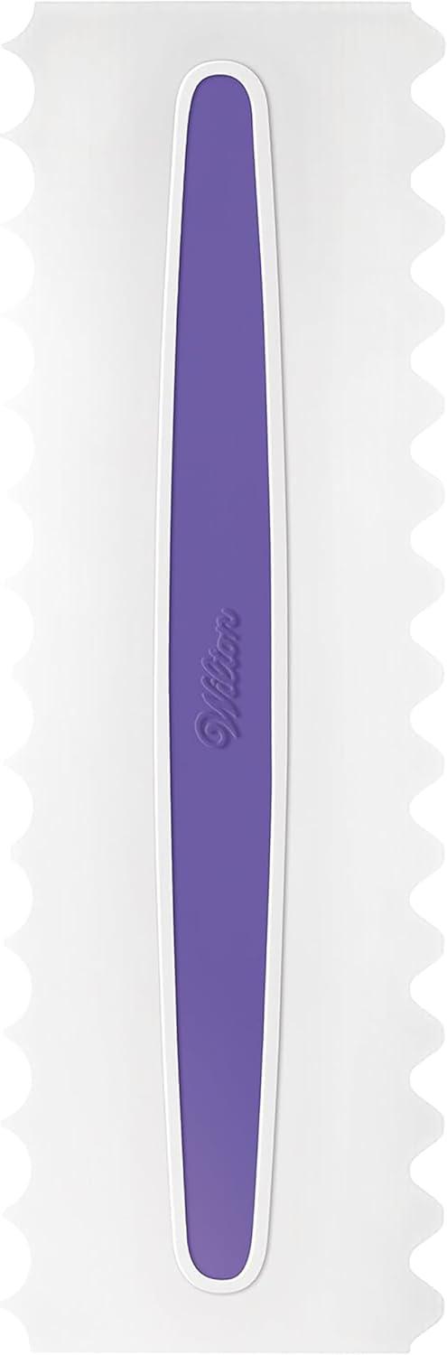 image:imageWilton Comb Icing Smoother For Cake Decorating Buttercream Frosting For Perfect Cakes White And Purple Cake Scraper Smoother 9x3 Inch 3PieceComb Set