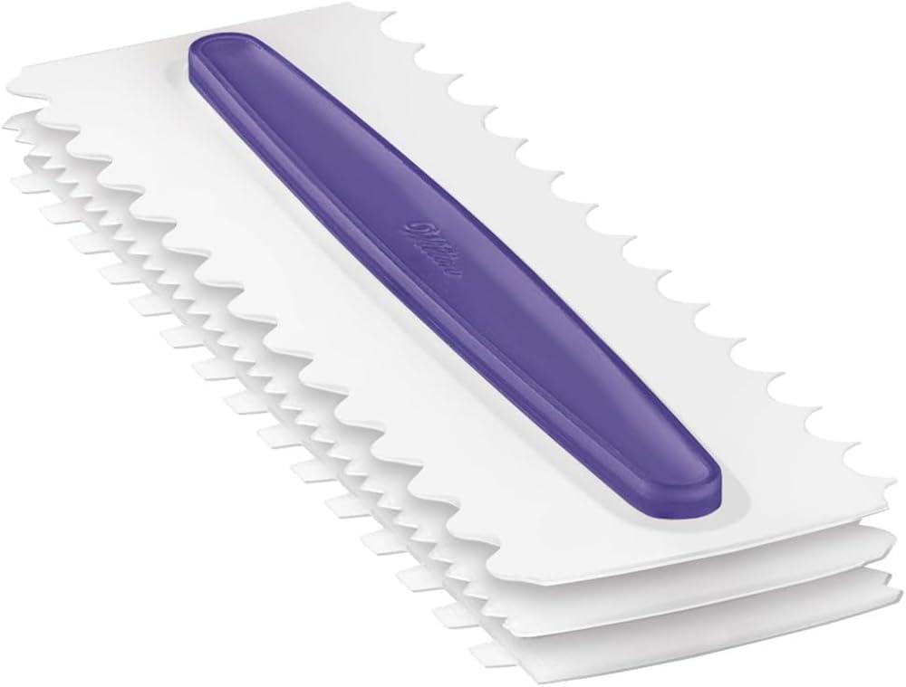 image:imageWilton Comb Icing Smoother For Cake Decorating Buttercream Frosting For Perfect Cakes White And Purple Cake Scraper Smoother 9x3 Inch 3PieceComb Set