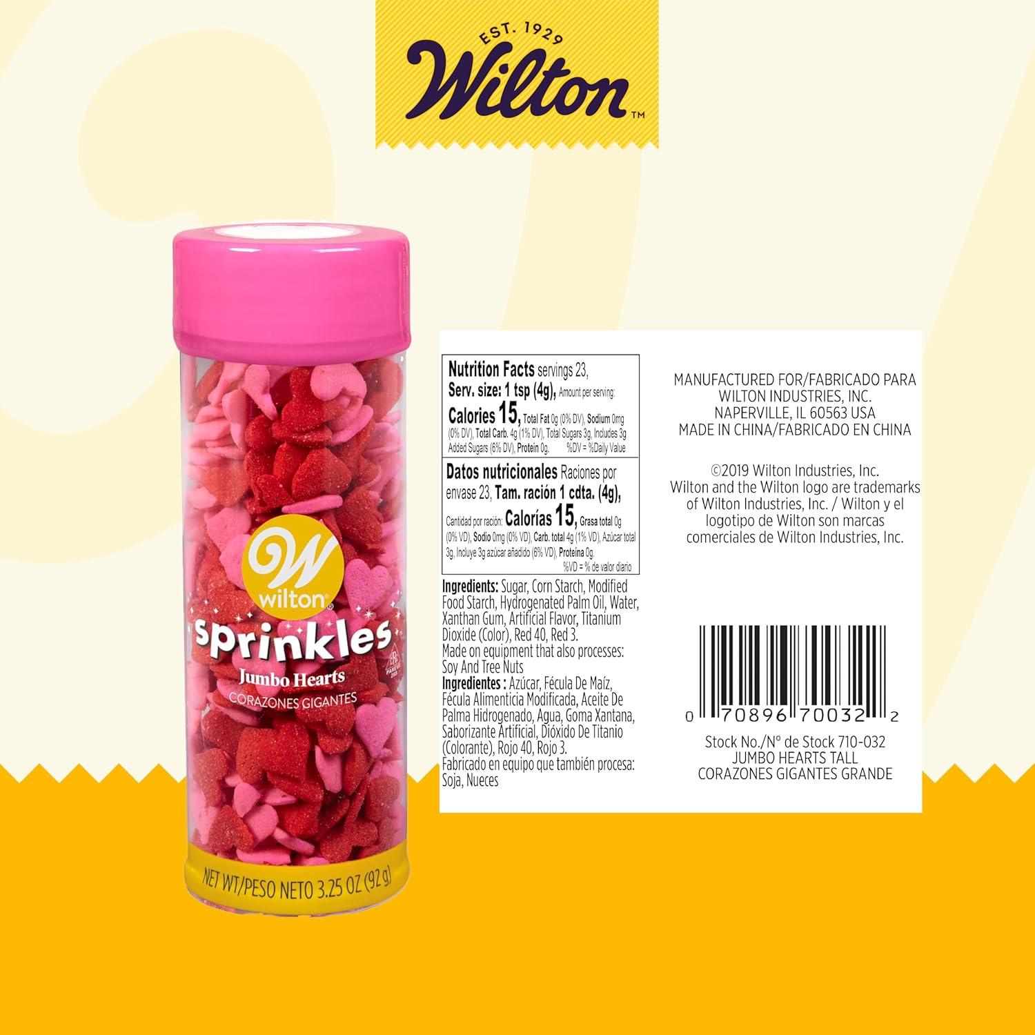image:imageWilton Jumbo Heart Sprinkles HeartShaped Sprinkles for Valentines Day Cakes Cupcakes amp Cookies 32 oz Red and Pink
