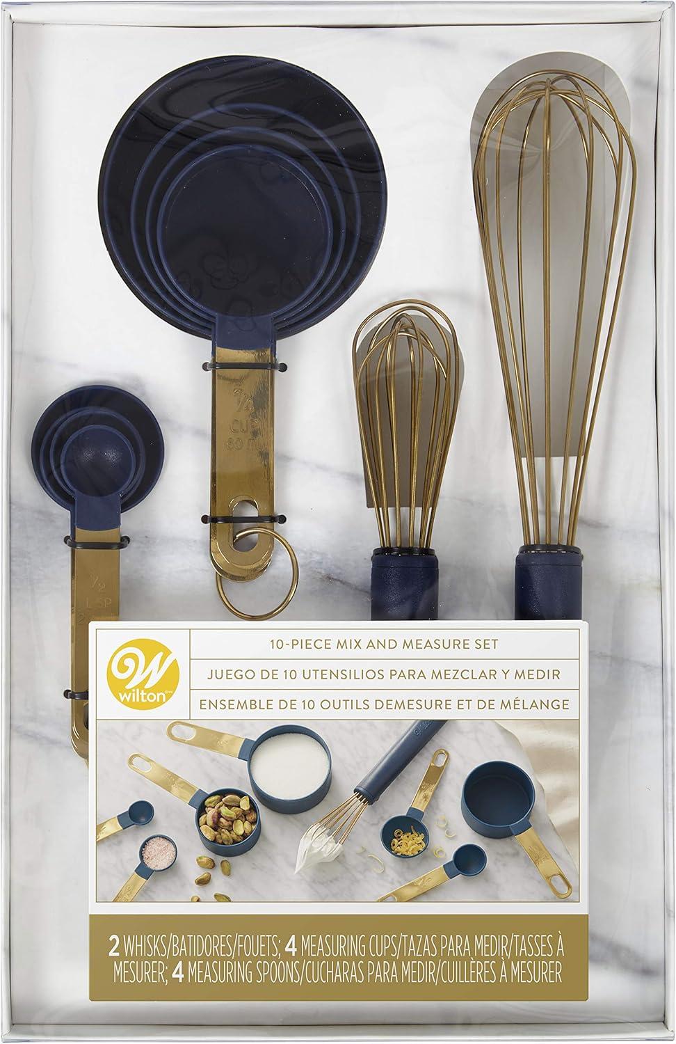 image:imageWilton Navy Blue and Gold Measuring Cups Measuring Spoons and Whisks Set 10Piece