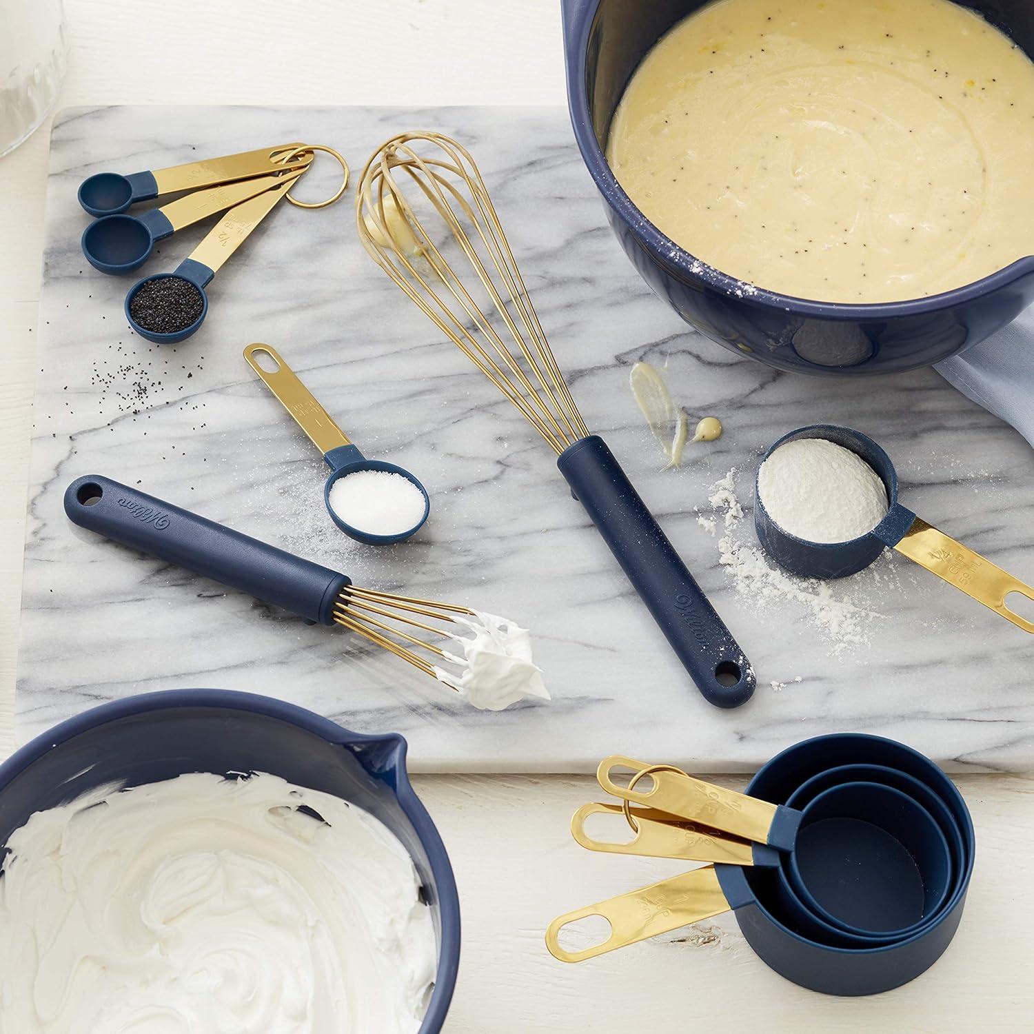 image:imageWilton Navy Blue and Gold Measuring Cups Measuring Spoons and Whisks Set 10Piece
