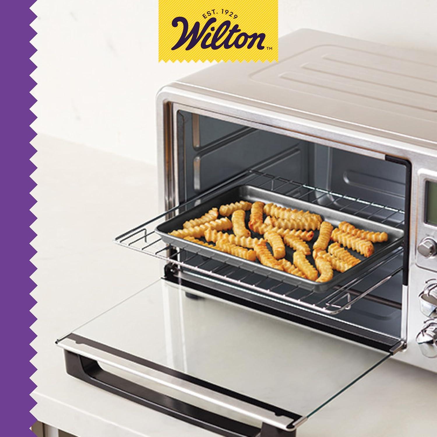 image:imageWilton Perfect Results Toaster Oven Baking Sheet Pan amp Crisper Tray 2Piece Baking Set Black Steel2 piece set