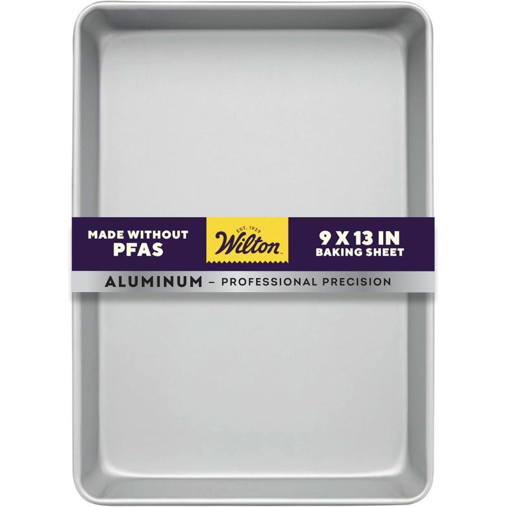 image:imageWilton Aluminum 9x13 Inch Rectangular Sheet Pan Made With Natural Anodized Aluminum Made Without PFAS Bakeware Optimal For Even Heating9 by 13 by 2Inch