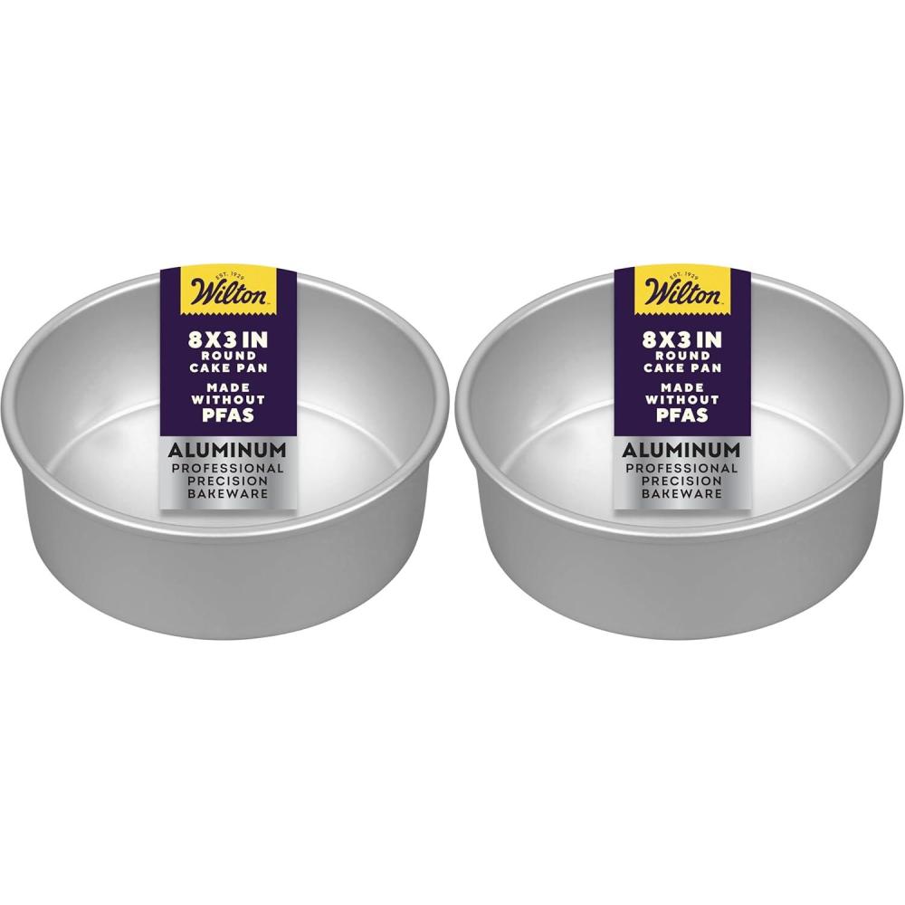 image:imageWilton Aluminum Round Cake Pan ExtraDeep Bakeware for Layered Cakes Durable Even Heating RustResistant Professional Quality 8 x 3 in Packaging May Vary1 Count Pack of 2
