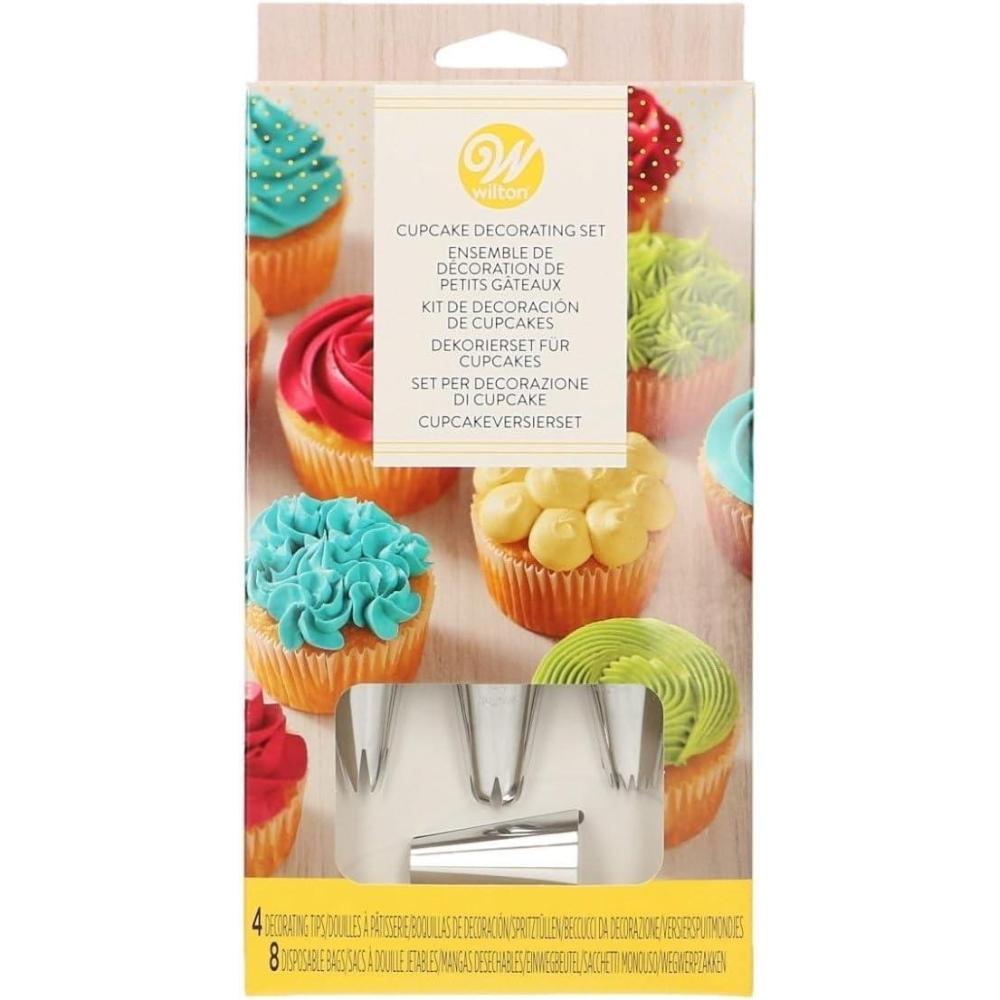 image:imageWilton Cupcake Decorating Set Piping Bags And Tips Set Steel Icing Tips With Plastic Decorating Bags Piping Tips Set Icing Bags And Tips Set 12PiecePack of 12