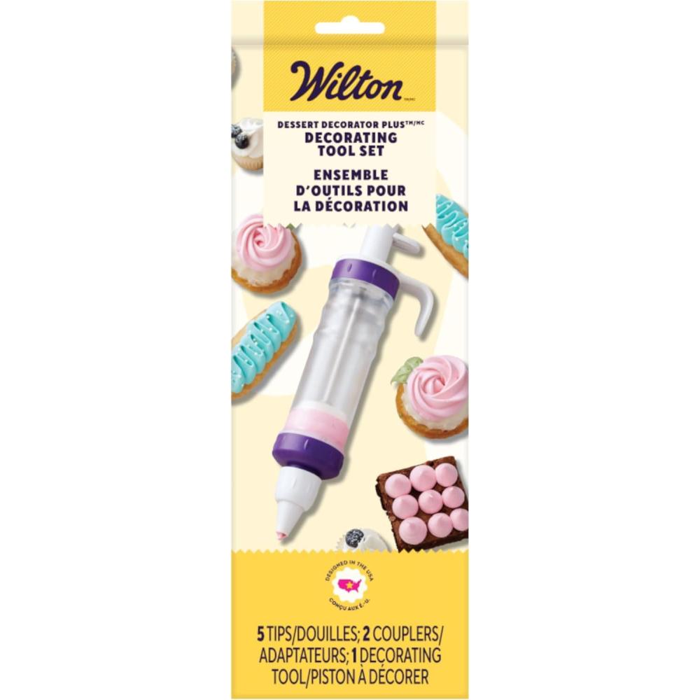 image:imageWilton Dessert Decorator The Kit Includes a PlungerStyle Tool 2 Couplers 1 Fill Tip 4 Decorating Tips Plastic White amp PurpleEach