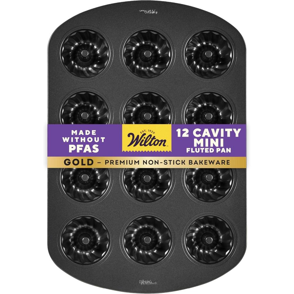 image:imageWilton Gold NonStick 12Cavity Mini Fluted Cake Pan Stainless Steel Bakeware Made Without PFAS Packaging May Vary12 Cavity 165 x 112 in