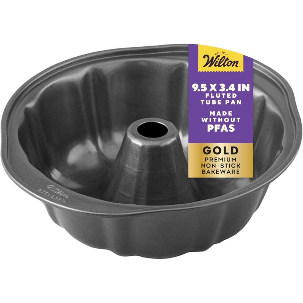 image:imageWilton Gold NonStick 949 in Fluted Tube Cake Pan Stainless Steel Bakeware Made without PFAS Packaging May VarySingle pack