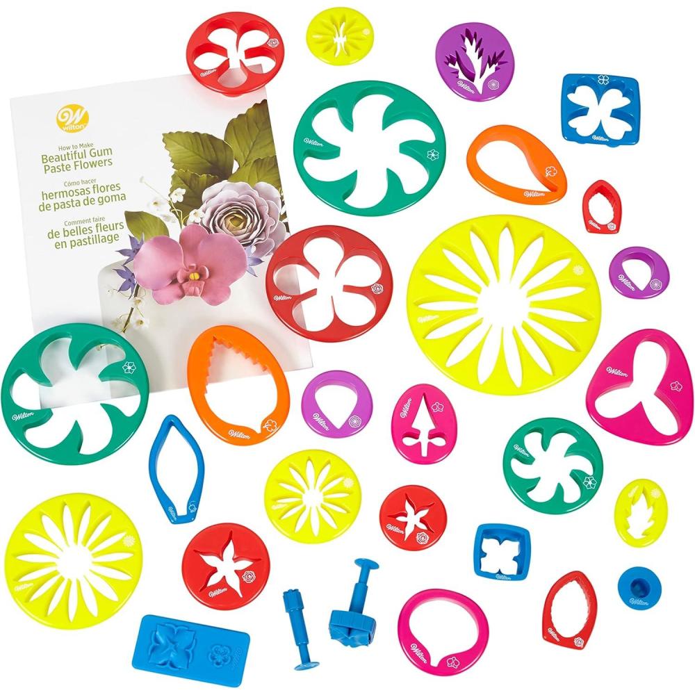 image:imageWilton Gum Paste Flower CutOuts Set  Make Gorgeous Gum Paste Flowers for Your Desserts Instruction Book Included for Gum Paste Flowers 28Piece