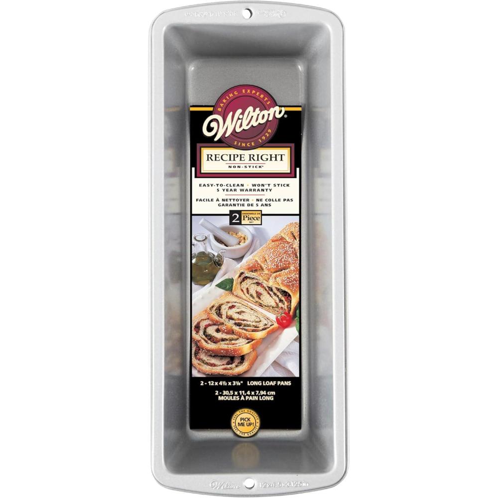 image:imageWilton Loaf Tin Large Recipe Right Non Stick 235cm x 133cm 925in x 525in SteelLong 12 x 45 in  2 Pack