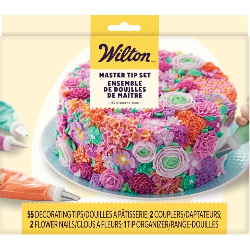image:imageWilton Master Cake Decorating Piping Tips Variety Set Stainless Steel Cake amp Cupcake Decorating Kit with Storage Case 55 Piece55piece