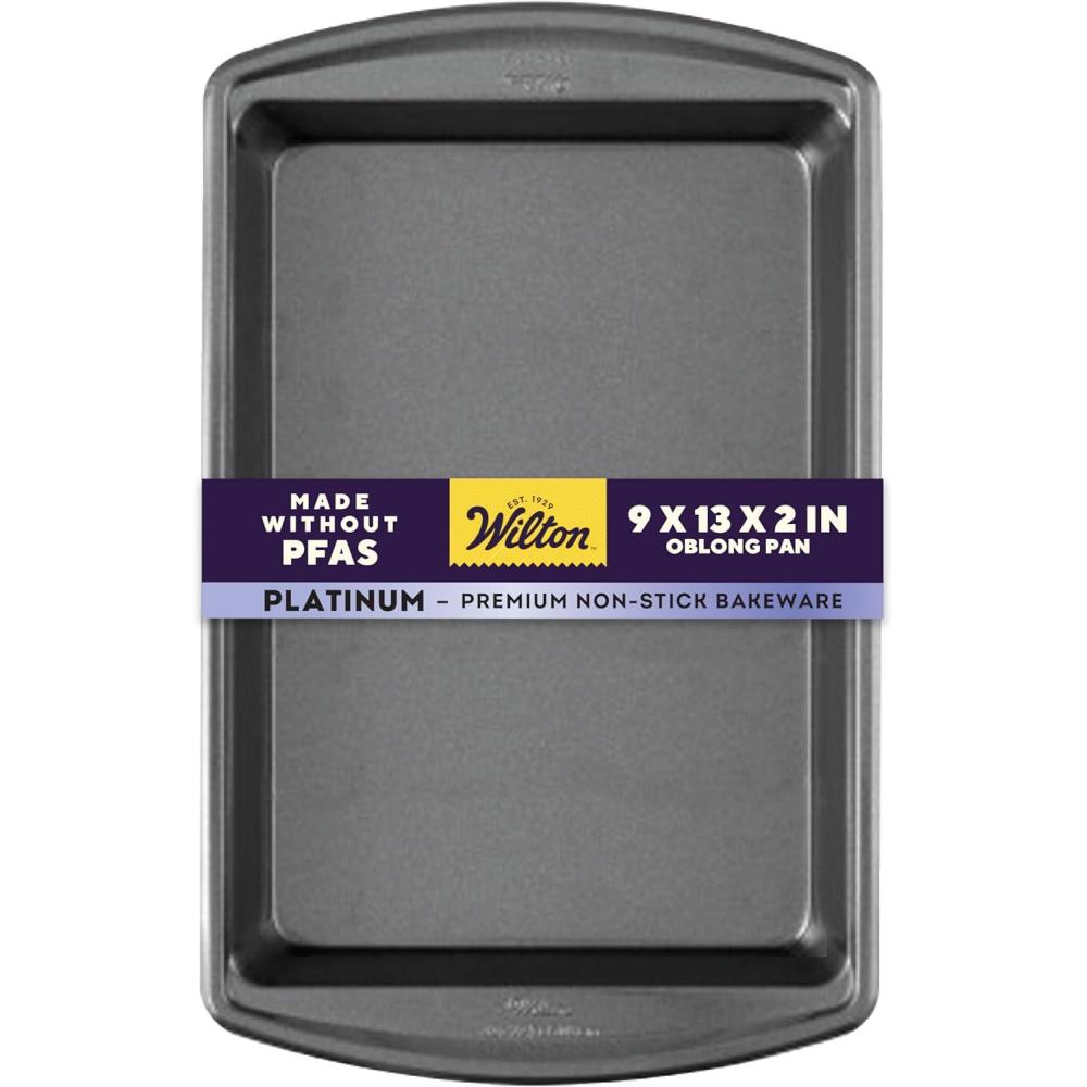 image:imageWilton Platinum NonStick 13 x 9 Inch Oblong Baking or Roasting Pan Stainless Steel Bakeware Made without PFAS Packaging May VaryStandard