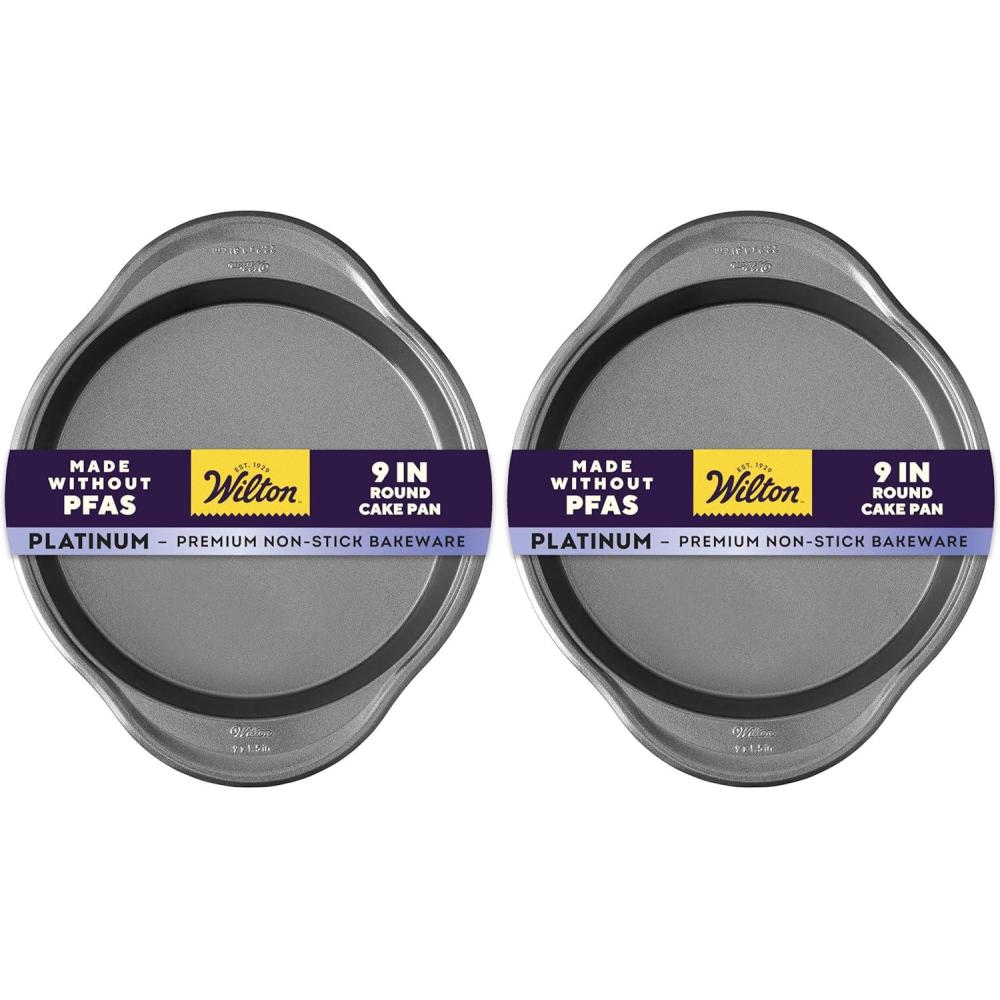 image:imageWilton Platinum NonStick 9 Inch Round Cake Pan Stainless Steel Bakeware Made without PFAS Packaging May Vary1 Count Pack of 2