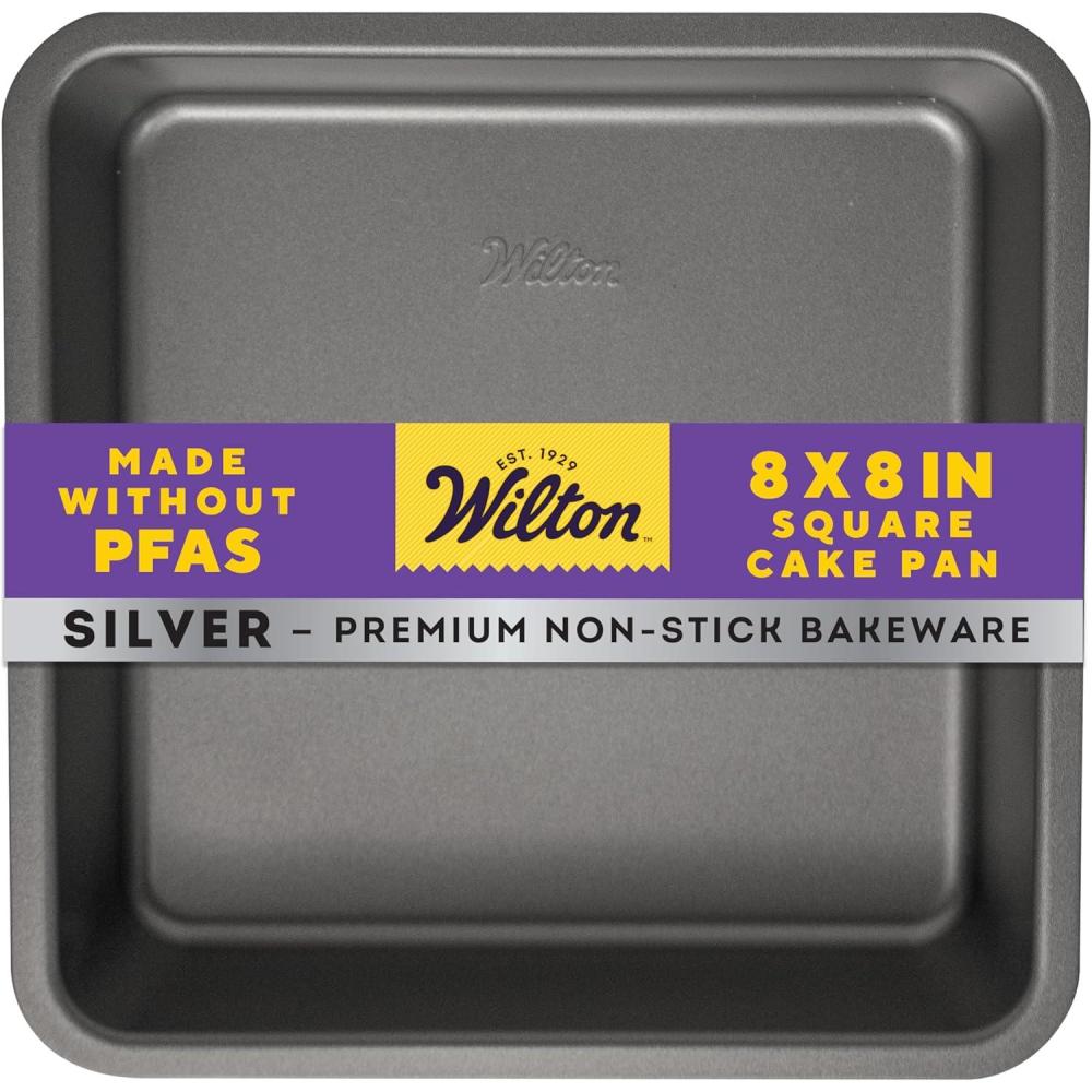 image:imageWilton Silver NonStick 8 x 8 Inch Square Brownie Cake Pan Stainless Steel Bakeware Made without PFAS Packaging May Vary