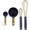 Wilton Navy Blue and Gold Measuring Cups, Measuring Spoons and Whisks Set, 10-Piece