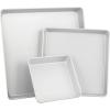Wilton Aluminum Square 3-Piece Bakeware Set, Durable Anodized Bakeware for Tiered & Layered Cakes, Even Heating, Rust-Resistant, Professional Cake Baking Pans, 8 in, 12 in, 16 in, Packaging May Vary