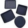 Wilton Diamond-Infused 4 Piece Nonstick Toaster Oven Baking Set, Navy Blue Bakeware for Small Batches, Durable & Metal Utensil Safe, Dishwasher Safe Baking Pan(Assorted/RNUM)