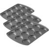 Wilton Gold Non-Stick Muffin Top Pan, Stainless Steel Bakeware, Made without PFAS, 11 x16 in, Packaging May Vary(Muffin Top – 12 Cup (3-Pack))