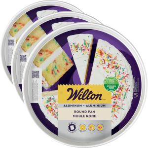 Wilton 10 in. Round Cake Pan, 3 in. Deep Aluminum Bakeware for Tall Cakes, Rust-Resistant, Even Heating, Professional Quality(10 inches (Pack of 3))