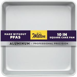 Wilton 10 x 2 Inch Square Cake Pan, Even Heating Aluminum Bakeware, Made Without PFAS, Packaging May Vary