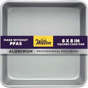 Wilton 8 x 8 Inch Square Cake Pan, Even Heating Aluminum Bakeware, Made Without PFAS, Packaging May Vary