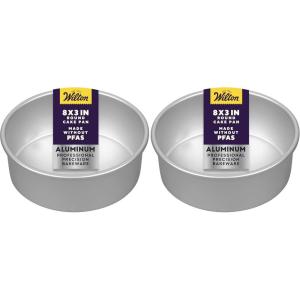 Wilton Aluminum Round Cake Pan, Extra-Deep Bakeware for Layered Cakes, Durable, Even Heating, Rust-Resistant, Professional Quality, 8 x 3 in, Packaging May Vary(1 Count (Pack of 2))