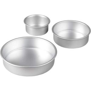 Wilton Aluminum Round Cake Pan Set, 3-Piece for Tiered Cakes, Durable, Even Heating, Rust-Resistant, Professional Bakeware, 4, 6, 8 in., Package May Vary(4 x 2 in. (10.1 x 5.08 cm)  6 x 2 in. (15.2 x 5.08 cm) and 8 x 2 in. (20.3 x 5.08 cm))