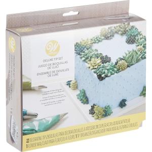 Wilton Deluxe Tip Set – Create Assorted Petals, Leaves, Basketweaves, Handwriting and More, Organize Tips Inside the Storage Case, 25-Piece(Deluxe Tip Set)