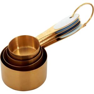 Wilton Gold Measuring Cups – Add This Essential Tool Set to Your Kitchen for Measuring Dry Ingredients, Key Ring for Easy Storage and Organization, Set of 4