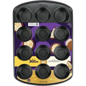 Wilton Gold Non-Stick 12 -Cup Muffin Pan, Stainless Steel Bakeware, Made without PFAS, 10.5 x 15 x 1.4 in, Packaging May Vary(Standart: 10.5 x 15 x 2 in. 12-cup pan (Pack of 6))