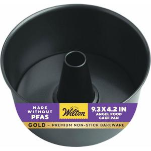 Wilton Gold Non-Stick 9.37 in. Angel Food Tube Cake Pan, Stainless Steel Bakeware, Made without PFAS, Packaging May Vary
