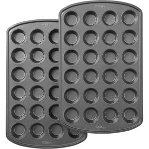 Wilton Gold Non-Stick Muffin Top Pan, Stainless Steel Bakeware, Made without PFAS, 11 x16 in, Packaging May Vary(Mini – 24 Cup (2-Pack))