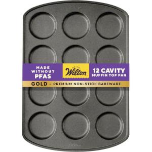 Wilton Gold Non-Stick Muffin Top Pan, Stainless Steel Bakeware, Made without PFAS, 11 x16 in, Packaging May Vary(Muffin Top – 12 Cup)
