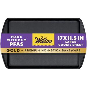 Wilton Gold Premium Non-Stick Warp-Resistant Bakeware, Made without PFAs, Large Cookie Sheet, 17.25 x 11.5 in, Packaging May Vary