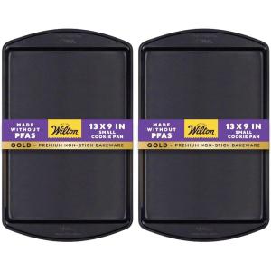 Wilton Gold Premium Non-Stick Warp-Resistant Bakeware, Made without PFAs, Medium Cookie Sheet, 15.25 x 10.25 in, Packaging May Vary(13.25 x 9.25 in. (Pack of 2))