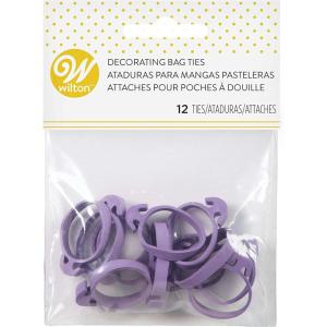 Wilton Icing Bag Ties, Reusable Rubber Icing Bag Ties, Piping Bag Acessories for Cake Decorating, 12-Piece
