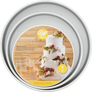 Wilton Perforated Round Cake Pan, Aluminum Bakeware for Crisp Edges, Durable, Even Heating, Rust-Resistant, Professional Quality, 14 x 2 in., Package May Vary(4-Piece Set (Small and Medium))