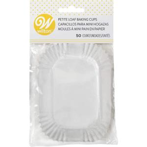 Wilton Petite Loaf Baking Cups – Mini Loaf Baking Cups with Microwave-Safe Paper Ideal for Any Treats and Holding Candy and Nuts, White