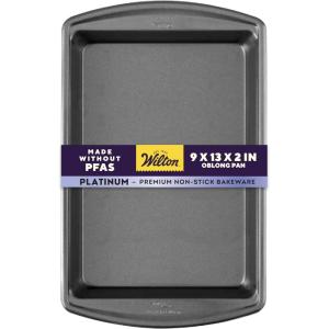 Wilton Platinum Non-Stick 13 x 9 Inch Oblong Baking or Roasting Pan, Stainless Steel Bakeware, Made without PFAS, Packaging May Vary(Standard)