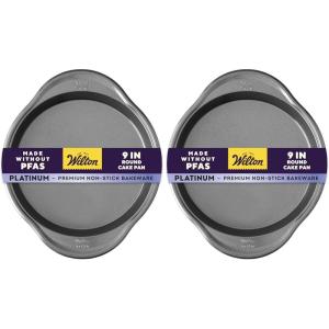 Wilton Platinum Non-Stick 9 Inch Round Cake Pan, Stainless Steel Bakeware, Made without PFAS, Packaging May Vary(1 Count (Pack of 2))