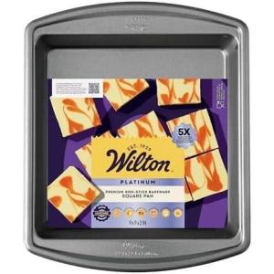Wilton Platinum Non-Stick 9 x 9 Inch Square Brownie Cake Pan, Stainless Steel Bakeware, Made without PFAS, Packaging May Vary(Standard (Pack of 12))