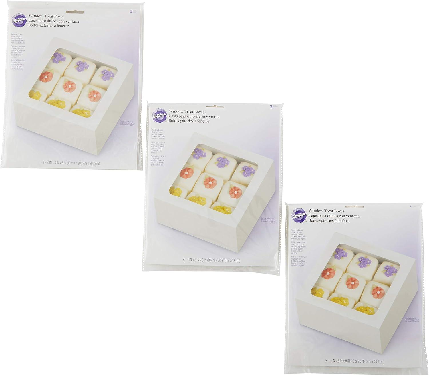 image:imageWilton White Treat Boxes with Windows Perfect Cake Holders for Gifting and Transporting Homemade Mini Cakes or Cookies 9PieceAssorted