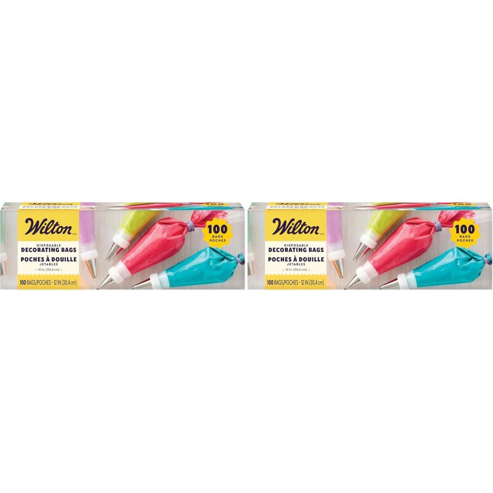 image:imageWilton 12Inch Disposable Decorating Bags for Piping and Decorating with Assorted Icings Flexible and MicrowaveSafe Bags Only 24Count White1 Count Pack of 2