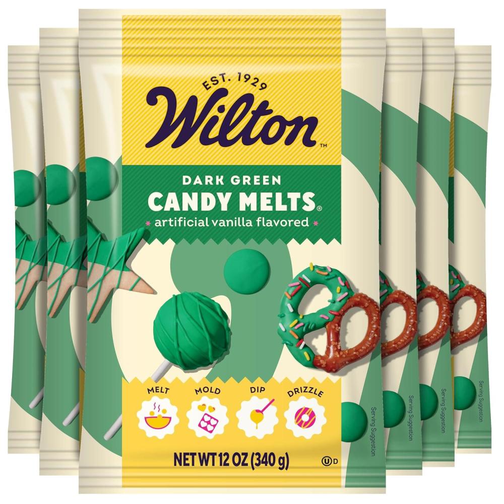 image:imageWilton Melting Chocolate Dark Green Candy Melts for Cake Pops Candy Making Chips Vanilla Flavored 12oz Pack of 6 Packaging May VaryVanilla