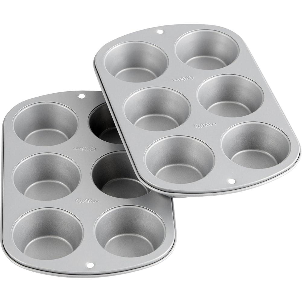 image:imageWilton Recipe Right NonStick 6Cup Muffin Pan Standard Baking Pans for Cupcakes and Muffins Set of 26Cup 2Pk