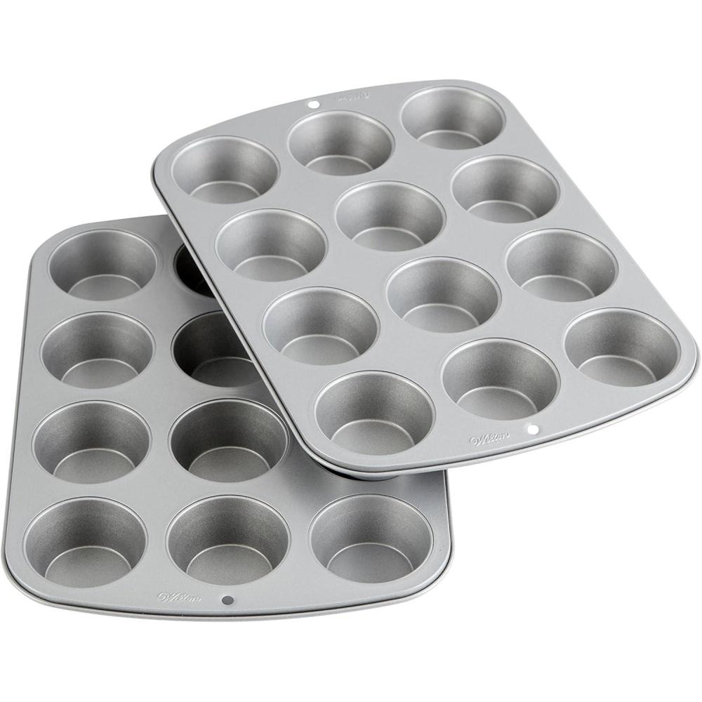 image:imageWilton Recipe Right NonStick 6Cup Muffin Pan Standard Baking Pans for Cupcakes and Muffins Set of 2Standard 12 Cup 2 Pack