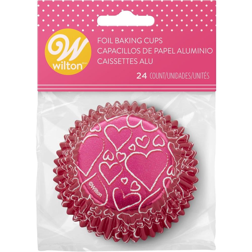 image:imageWilton Standard Baking Cups 24PkgPink Heart Foil
