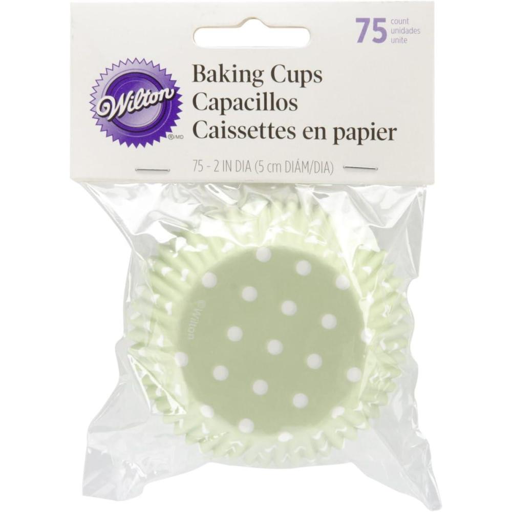 image:imageWilton White Standard 75 Baking Cups Single PackGreen With White Dots