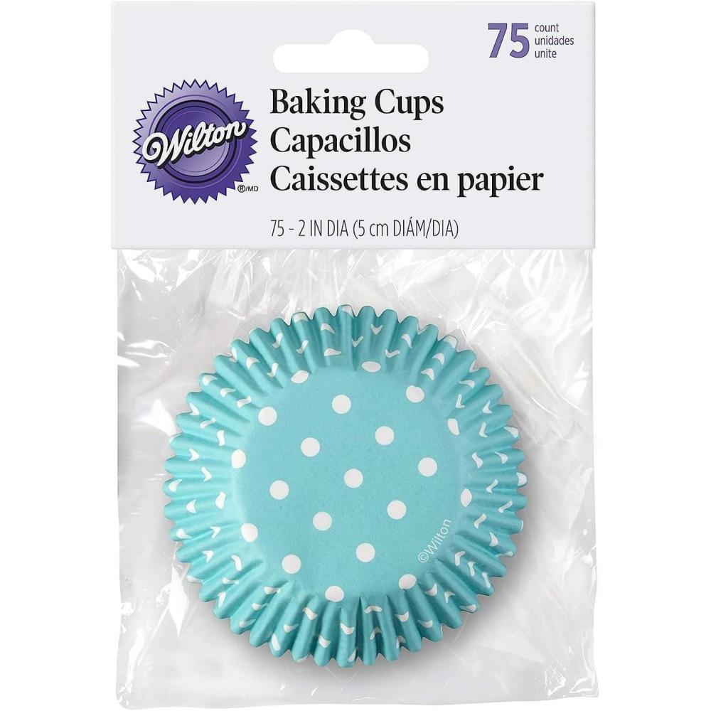 image:imageWilton White Standard 75 Baking Cups Single PackTeal With White Dots