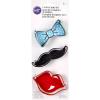 Wilton 3-Piece Cookie Cutters, Tie/Mustache/Lips